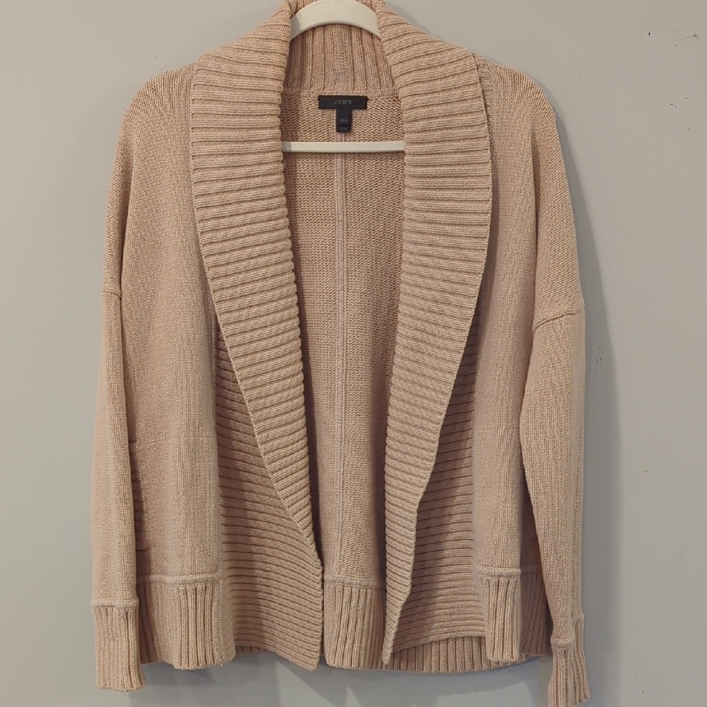 J.‎ Crew Open Cardigan Tan Cream Thick Knit Heavy Pockets size XS/S